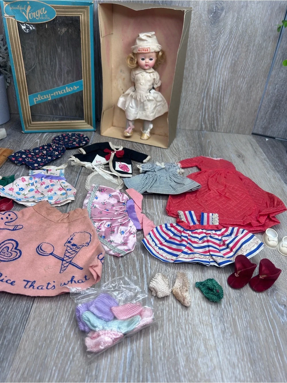 Vintage Vogue Ginny Doll 8” | 1950s Collectible Fashion Doll + Clothing Bundle!